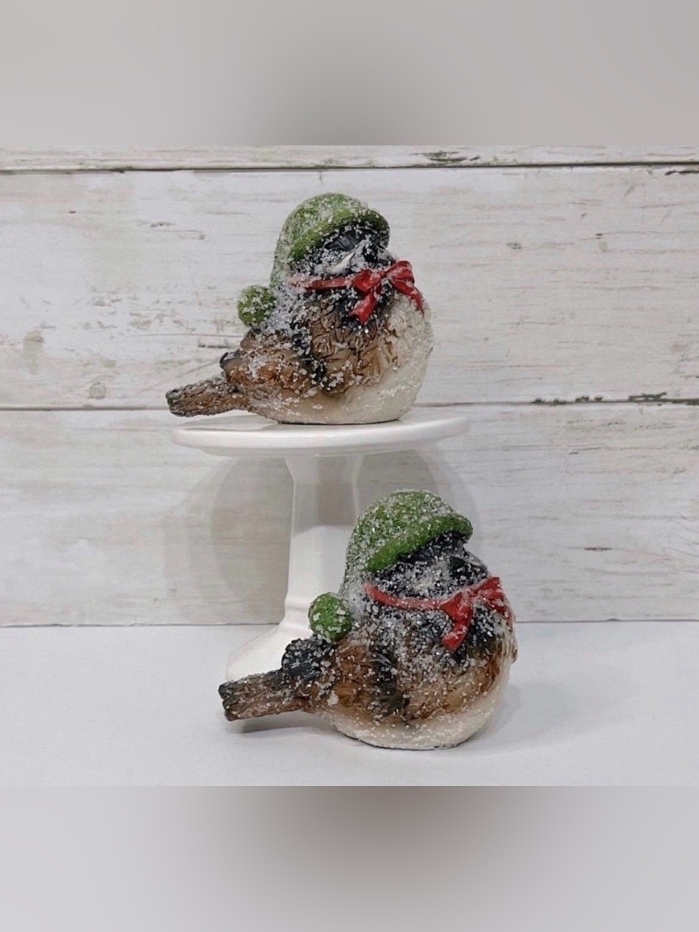NWT Snowy Birds For Tiered Tray Winter Decor